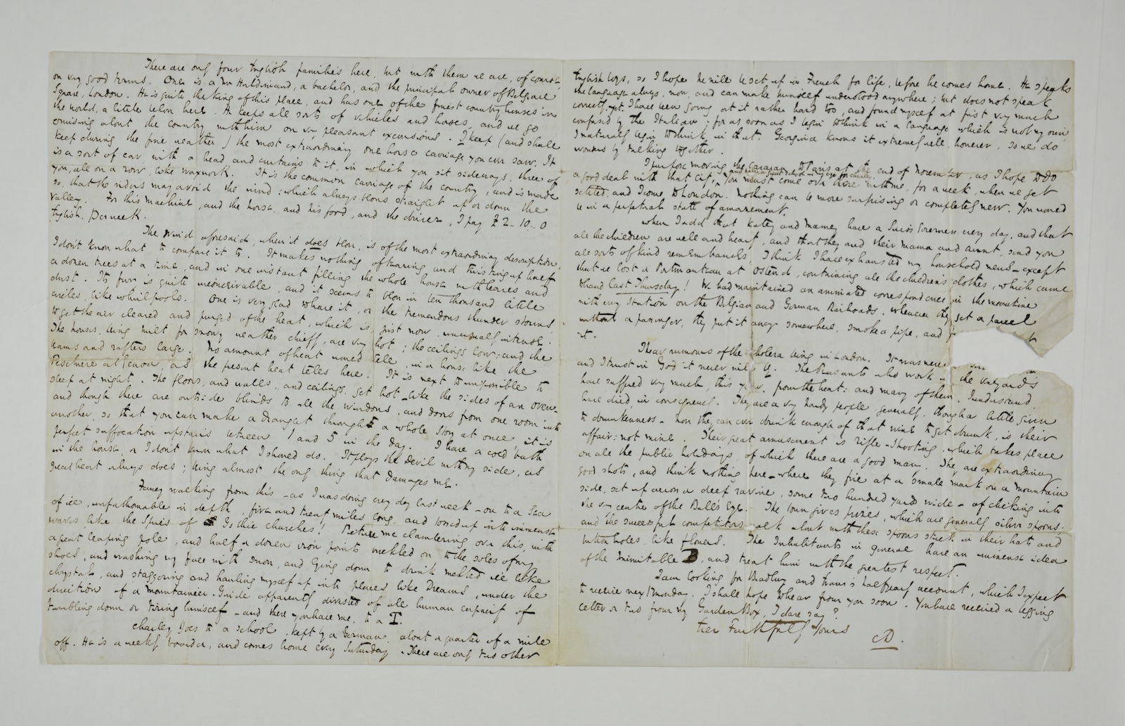 Charles Dickens letter to Thomas Mitton in which he describes in detail his stay in Switzerland and mentions Dombey &amp; Son