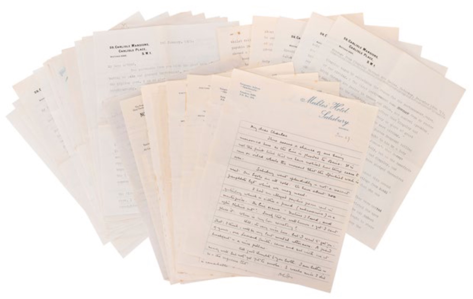 An extensive archive of Conan Doyle correspondence regarding spiritualism