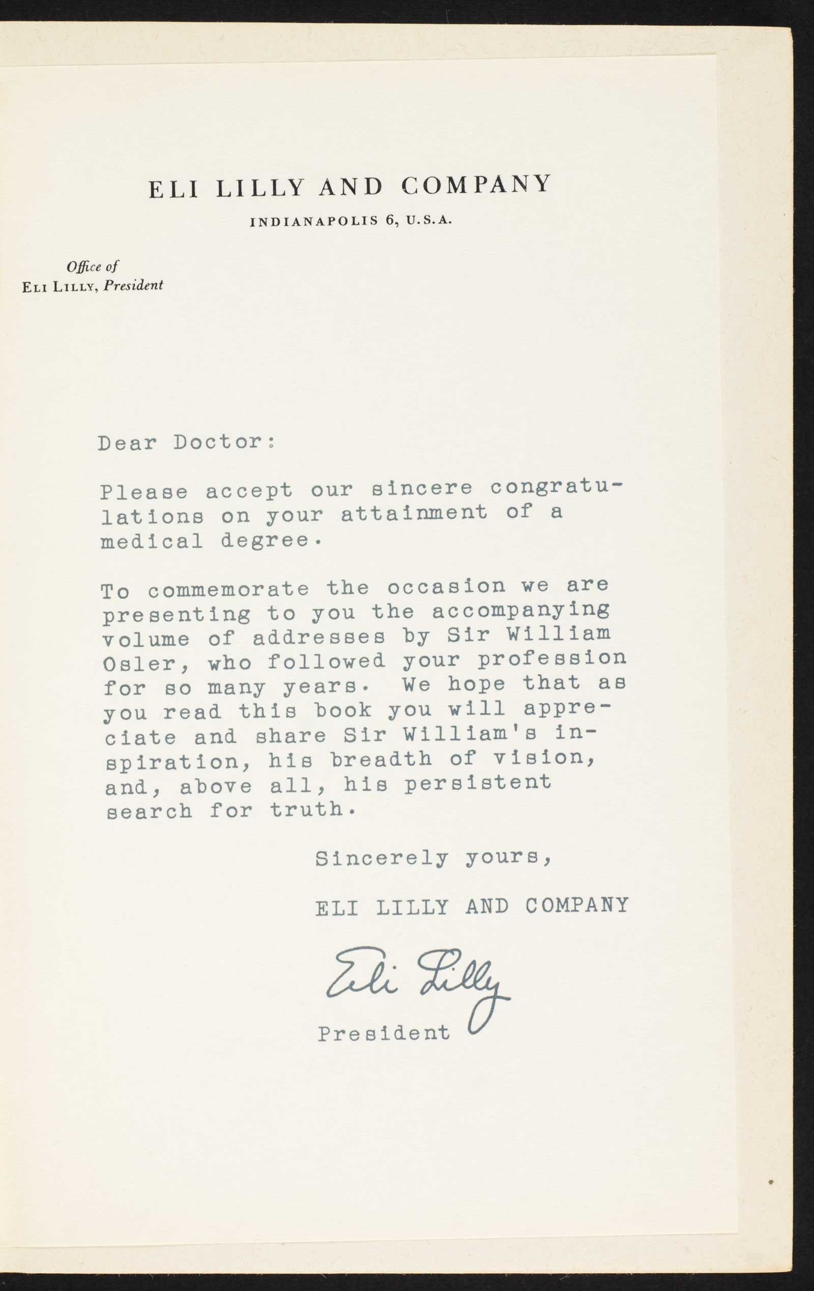 Indiana sent a copy of Aequanimitas