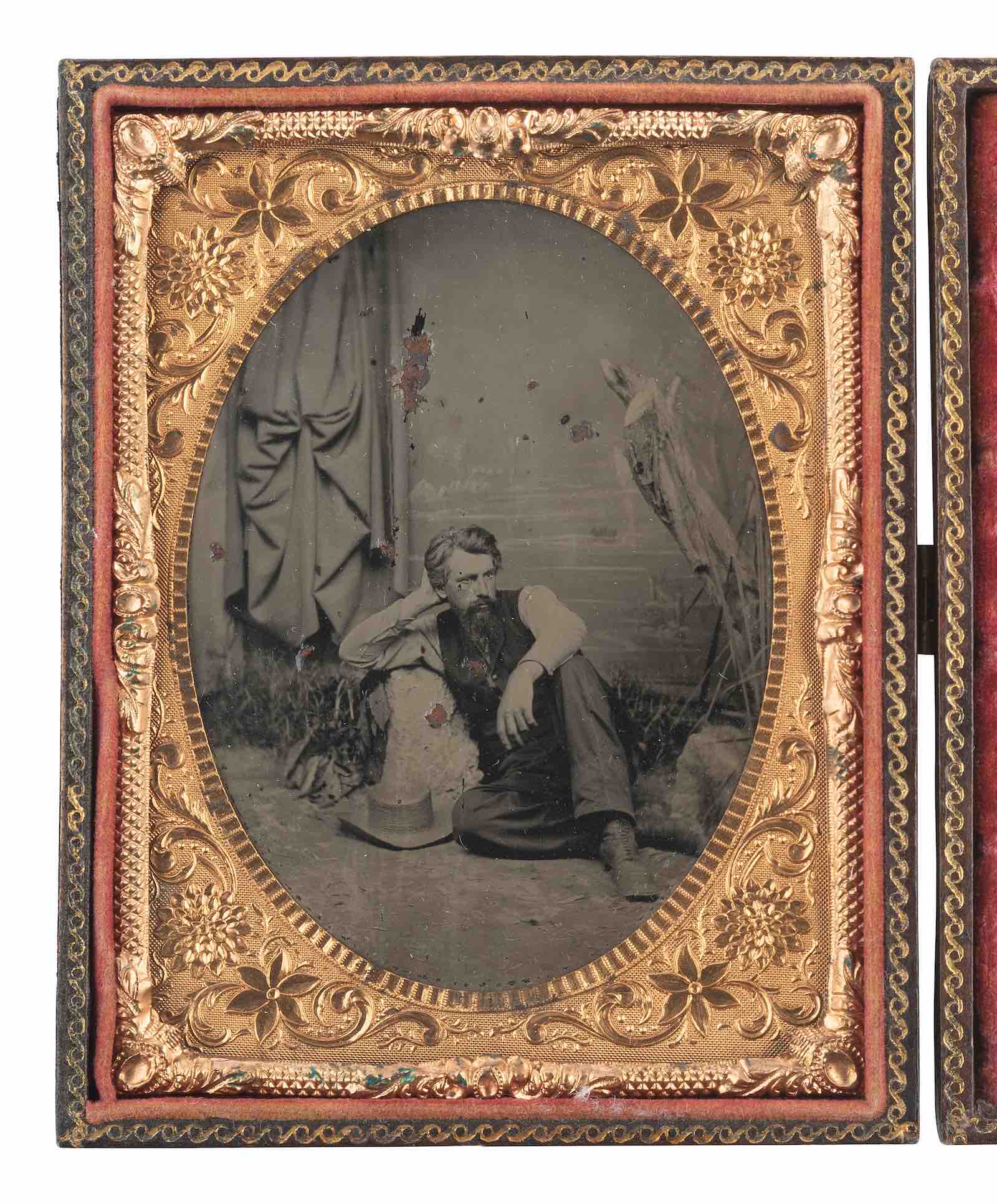 Quarter plate tintype of Andrew Joseph Russell (1830-1902), noted Civil War and Union Pacific Railroad photographer