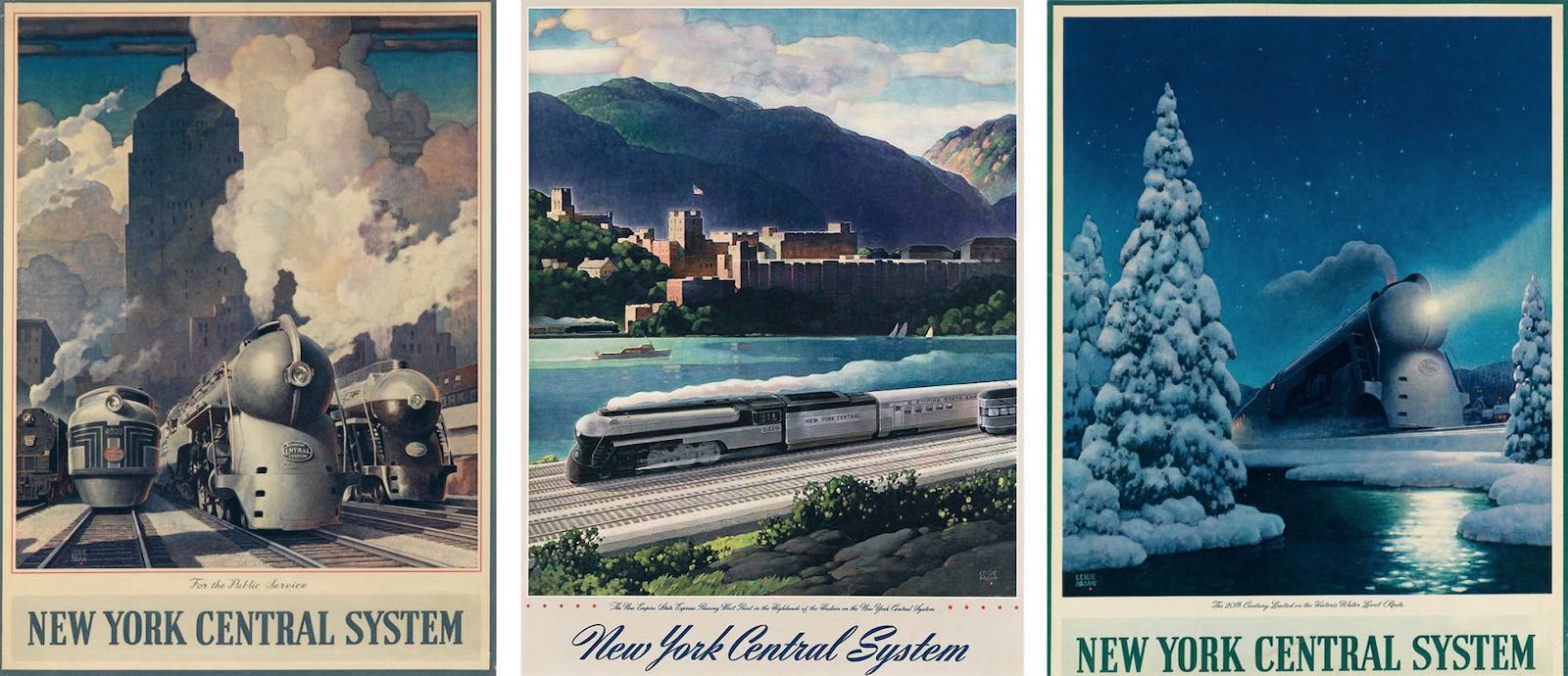 Leslie Ragan’s The Highlights of the Hudson: (left) Calendar back, 1944. Sold August 2012 for $510; (right) Original maquette, circa 1943. At auction October 10, 2024. Estimate $8,000 -  $12,000.