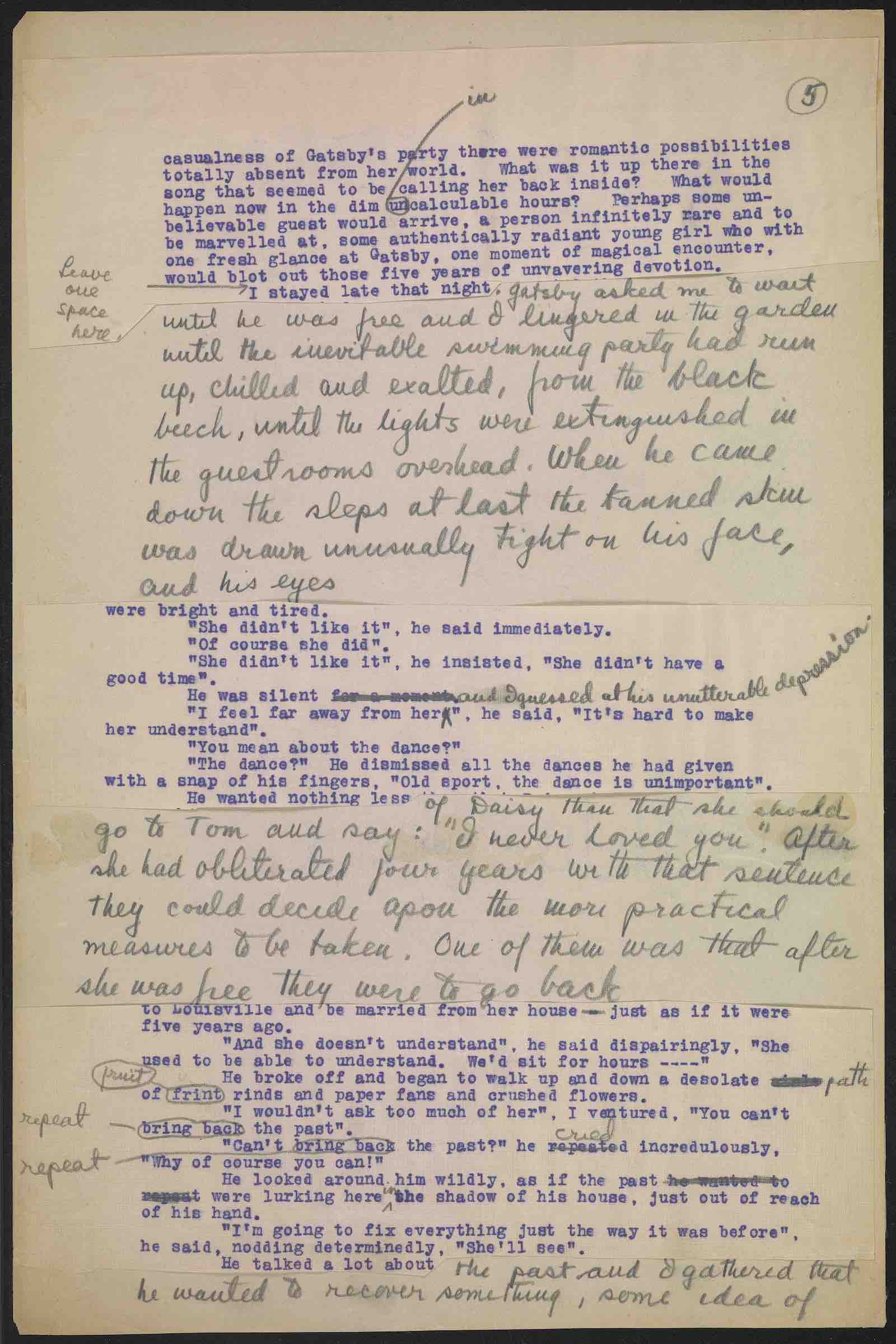 The Great Gatsby autograph manuscript, circa 1924-1925