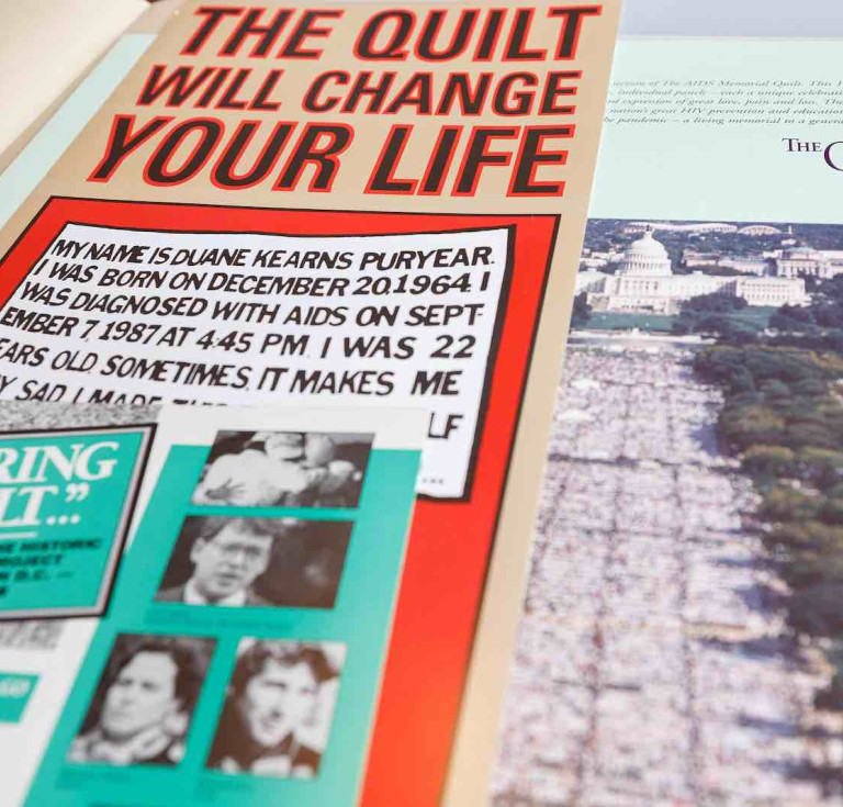 A selection from more than 200,000 items from the AIDS Memorial Quilt Archive